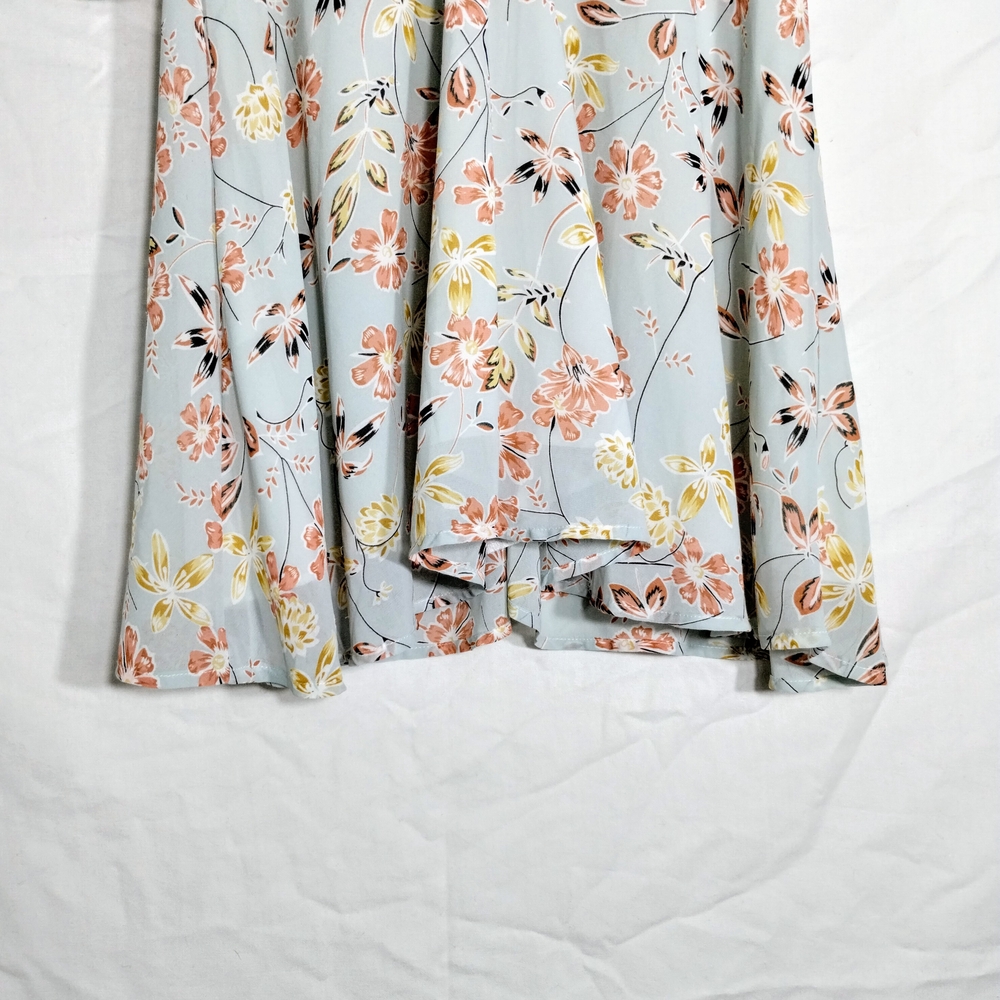 Natura Knee Length Dress Sz Medium Blue Floral Flowy Boho Cottagecore Peasant - Picture 5 of 15
